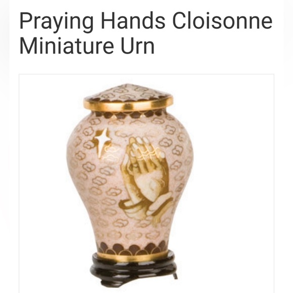 Vintage  Cloisonne  Asian Miniature  Praying Hands Design Jar Urn with lid - Picture 3 of 12